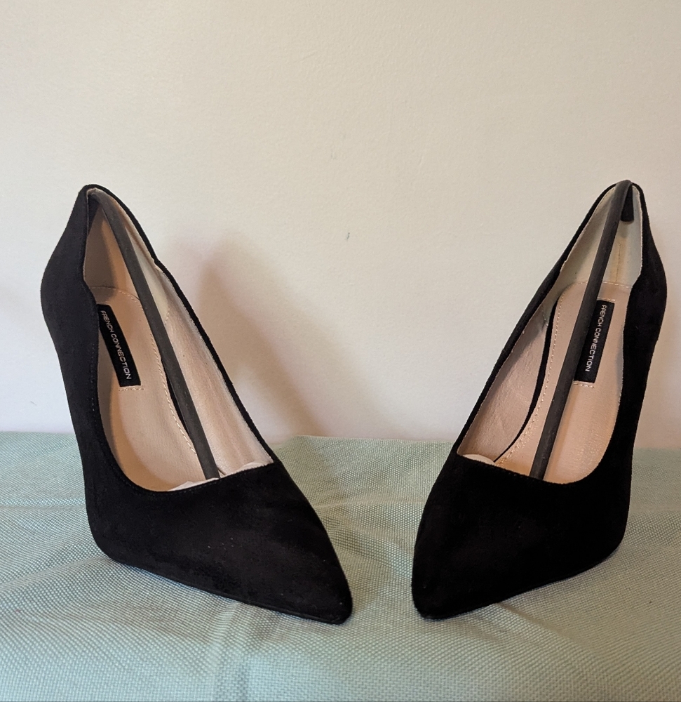 NIB French Connection Black Suede Stiletto Heels